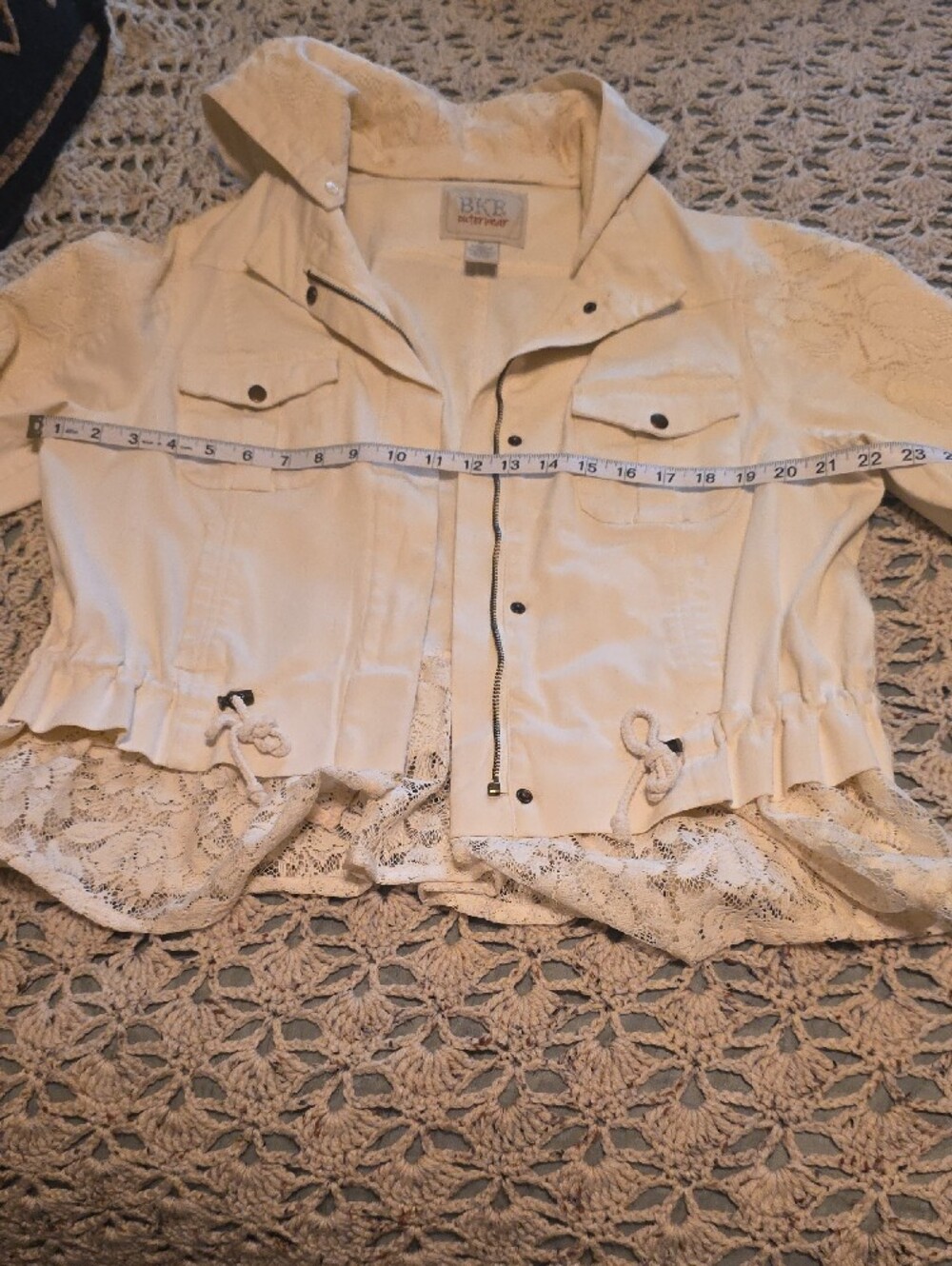 BKE Cream Lace-Trim Utility Jacket - Picture 4 of 7